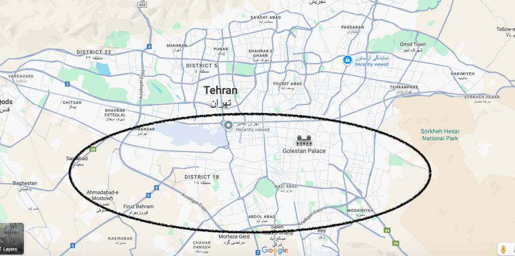 تصویر جنوب نقشه تهران